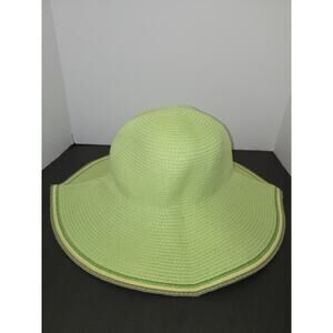 Women's Woven Large Sun Hat Vacation Shoe Shack Florida Beach Lime Paper Cap